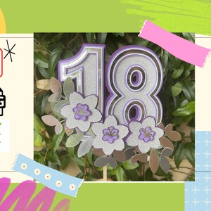 Eighteenth | 18 | Birthday Flower Theme Layered cake Topper | 3D Cake topper | SVG digital file Cricut | Silhouette