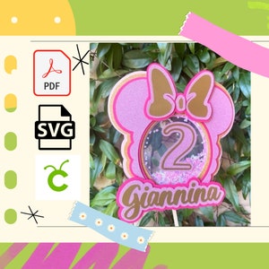 Girl Pink Mouse Theme Layered cake Topper | 3D Cake topper | Cake Shaker | SVG digital file | PDF | Printable