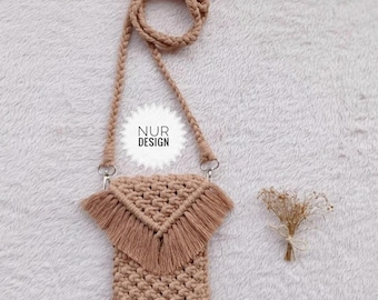 Makramee Handytasche, Makramee Geldbörse, Crossbody Bag, Handy Crossbody, Mini Makramee Geldbörse, Macrame Handtasche, handgemachte Makramee Tasche für Frau