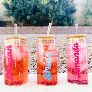 Bachelorette Party Gift for Bridal Party Customized Glasses for Wedding Party Cups for Wedding Gift for Bride and Groom Customized Gift