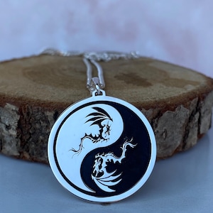 Yin Yang Dragons Necklace,925 Sterling Silver, Yin Yang Pendant,Personalized Yin Yang Pendant,