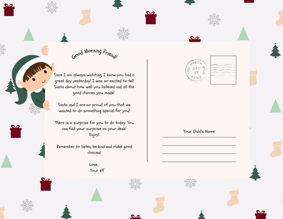 Customizable Elf on the Shelf Note From Your Elf Printable - Etsy