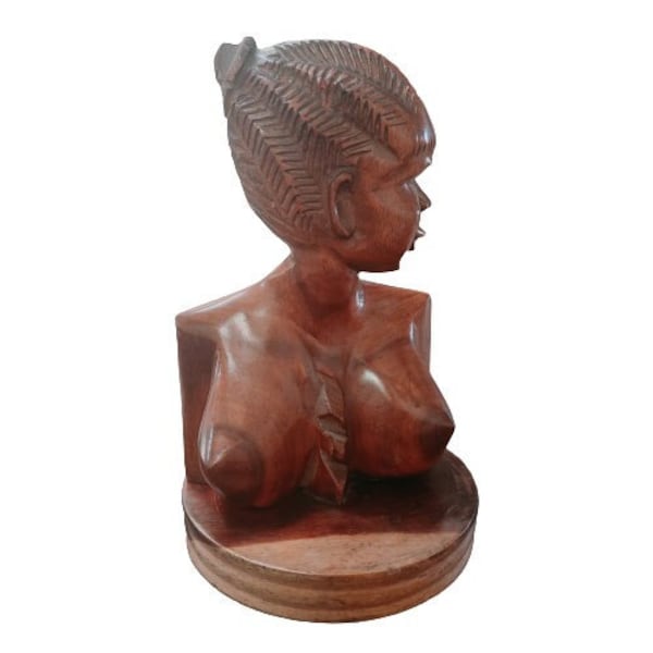 Statue buste femme bois