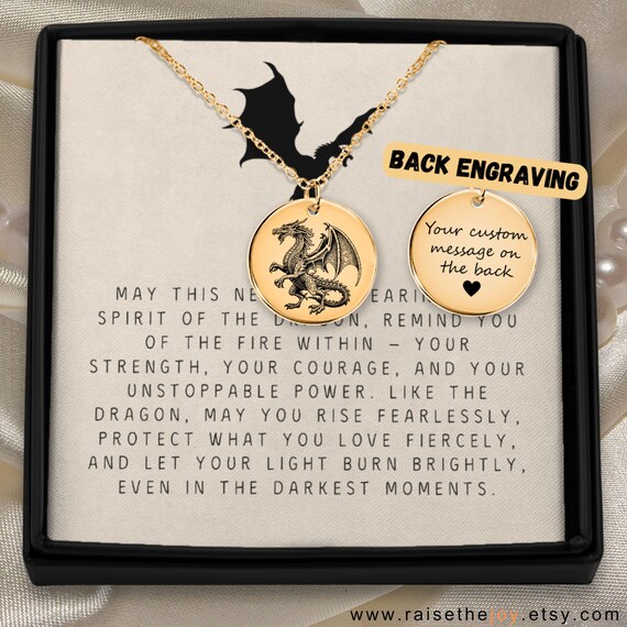 Engraved Dragon Necklace Mythical Creature Jewelry Gift For Bestie Fantasy Pendant Gothic Dragon Gift Idea Viking Dragon Fantasy Lover Gift