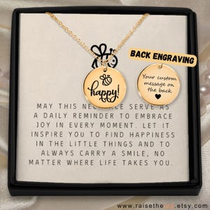 Collar "Sé feliz", idea de regalo optimista, colgante de personas felices, collar con palabras de alta vibración, colgante de alegría de vivir, regalo de feliz cumpleaños para niña, abeja