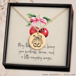 Cherry Bow Necklace Coquette Cherries Cute Red Fruit Pendant with Ribbon Kawaii Jewelry Y2K Aesthetic Retro Summer Accessory Gift for Her