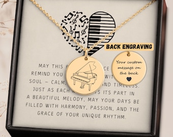 Piano Necklace, Music Keyboard Jewelry, Melody Symbol Pendant, Pianist Teacher Student Gift, Personalized Musician Charm Keepsake for Her
