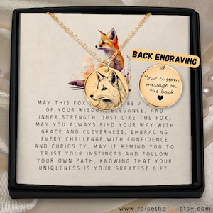 Gold Plated Fox Necklace Custom Woodland Jewelry Personalized Pendant Animal Lover Cottagecore Spirit Ornament Gift For Smart People