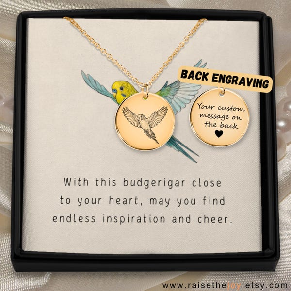 Engraved Budgie Jewelry Bird Lover Keepsake Pendant For Girl Memorial Parakeet Token Animal Remembrance Accessory Friendship Appreciation