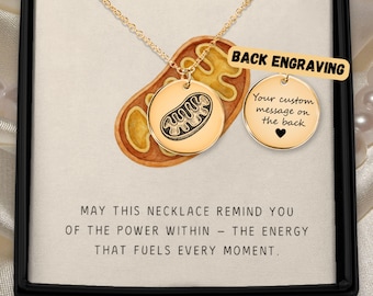 Engraved Mitochondrion Pendant Science Lover Theme Jewelry For Biologists Teacher Necklace Biology Cell Organelle Energy Cell Powerhouse