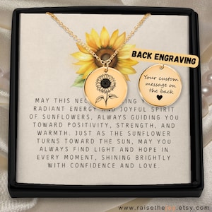 Vergoldete Sonnenblumen-Halskette Sie sind mein Sonnenschein-Anhänger-Sonnenblume für Naturliebhaber und spirituelle Geschenke Gravierte Sonnenblumen-Geschenkidee