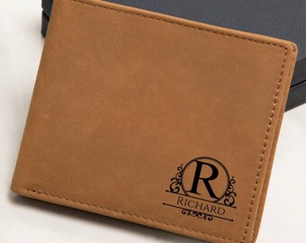 Cartera con monograma personalizado, idea de regalo de cumpleaños para papá, idea de regalo con monograma, cartera personalizada con iniciales, regalo para hombre, elegante regalo estilo monograma.