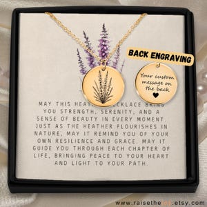 Heather Engraved Necklace The Best Birthday Gift Idea for Women Heather Pendant Wildflower Gift Idea for Mom Floral Necklace Forest Plants