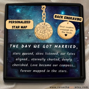 Idée cadeau porte-clés carte des étoiles personnalisé 1er anniversaire de mariage pour femme bijoux carte des étoiles meilleure idée cadeau pour femme porte-clés ciel nocturne
