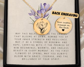 Custom Crocus Flower Jewelry Personalized Gift For Mom Nana New Mom Birth Necklace Floral Grandmother Sentimental Meaningful Dainty Charm