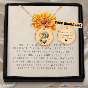 Zinnia Blume Schmuck, Zinnia Blumen-Liebhaber-Geschenk für Frau romantische Garten-Blumen-Geschenk Botanische Halskette für Mamma