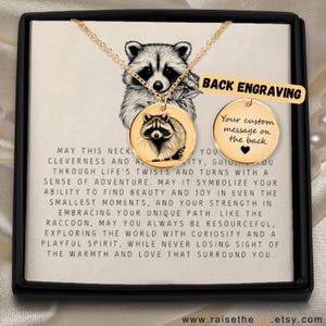 Personalized Raccoon Coin Necklace For Women Unique Birthday Gift Idea Raccoon Lover Pendant Necklace Animal Lover Gift For Anniversary