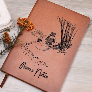 Custom Winnie-the-Pooh Journal Classic Disney Notebook Vegan Leather Diary For Disney Fan Notebook For School Kid Winnie Piglet Friendship