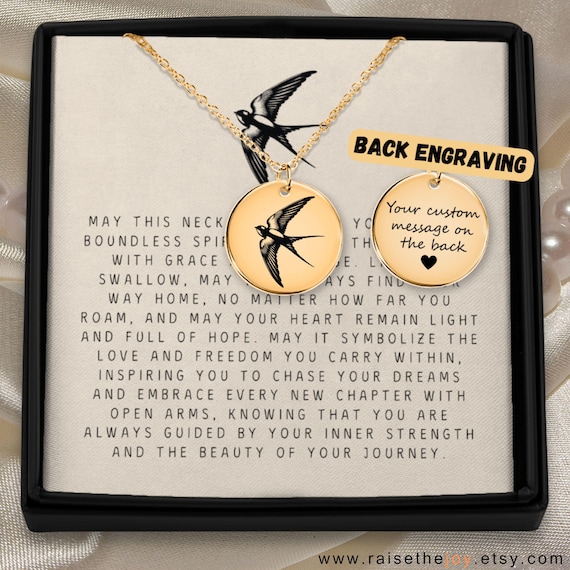 Personalized Swallow Pendant Nature Inspired Jewelry For Friendship Keepsake Bird Silhouette Design Swallow Lover Gift Freedom Symbol Idee
