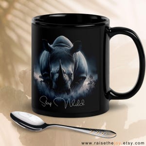 Aangepaste neushoorn mok safari dierencadeau neushoorn gepersonaliseerde kantoormok voor vriend Afrikaanse dierenmok neushoorn Wildlife kunst mok Afrikaanse safari cadeau