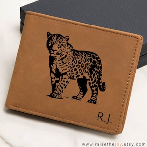 Cartera de cuero Jaguar personalizada La mejor idea de regalo de cumpleaños para hombres Cartera Jaguar Regalo de aniversario para esposo Regalo de cumpleaños para mejor amigo