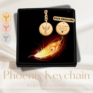 Custom Phoenix Keychain Engraved Personalized Fire Bird Keyring Phoenix Anniversary Gift For Men Her Girlfriend Birthday Gift For Him