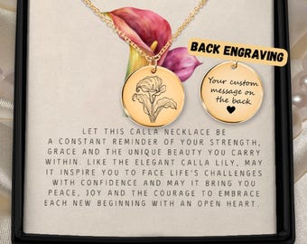 Calla Lily Pendant Personalized Floral Gift For Nana Grandmother New Mom Birth Flower Mother Daughter Sentimental Single Charm Jewelry