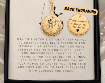 Personalized Artemis Keychain Best Present Idea For Woman Greek Mythology Art Artemis Charm Pendant Gift For Birthday Moon Goddess Jewelry