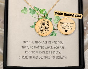 Ivy Plant Necklace Gold Botanical Leaf Pendant Personalized Floral Gift for Her Mother Daughter Jewelry Meaningful Keepsake Nana Necklace