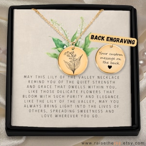 Idée cadeau collier gravé muguet pour femme anniversaire muguet pendentif à breloques idée cadeau pour maman fleur de naissance par mois