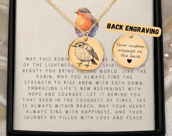 Robin Bird Necklace Gift For Mom Personalized Jewelry Custom Garden Companion Pendant Wildlife Lover Accessory Memorial Present Wildlife