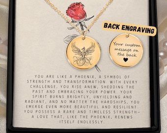 Engraved Phoenix Rising Pendant Firebird Symbol Jewelry Spiritual Renewal Accessory For Sister Mythical Creature Token Strength Symbol