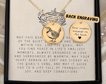 Personalized Quail Necklace Birthday Gift Idea Woman Engraved Jewelry Anniversary Gift Idea For Her Personalized Quail Charm Pendant Gift