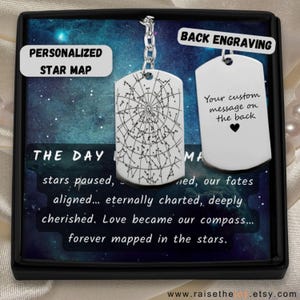 Idée cadeau porte-clés carte des étoiles personnalisé 1er anniversaire de mariage pour homme bijoux carte des étoiles meilleure idée cadeau pour mari porte-clés ciel nocturne