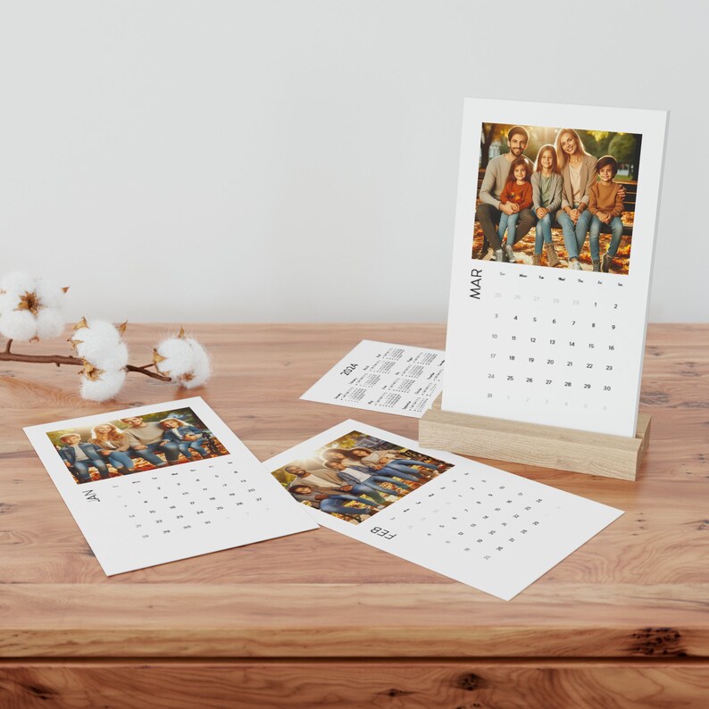 Personalized Desk Calendar 2024 12 Custom Photos Eco Gift Family Couple