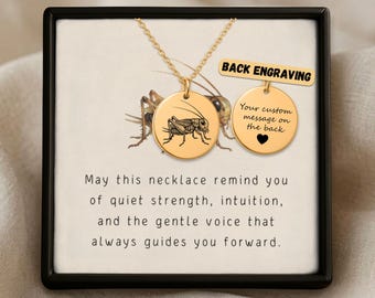 Cricket Necklace Cricket Charm Field Insect Pendant Engraved Personalized Handwriting Keepsake Lucky Present for Her Nature Bug Jewelry