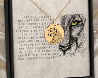 Cheetah Necklace Birthday Gift For Woman Cheetah Charm Pendant Artistic Necklace For Girl Personalized Animal Art Jewelry Travel Enthusiasts