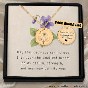 Sweet Violet Necklace Personalized Floral Gift For Nana Grandmother New Mom Birth Flower Mother Daughter Sentimental Single Charm Gold