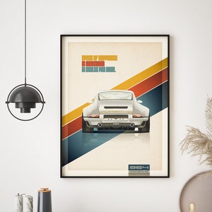 Porsche-postercadeau, digitale download, vintage Porsche 964, klassieke Porsche-posterkunst aan de muur, retro Porsche 911-poster, man Cave-kunstdecor