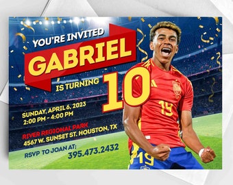 Lamine Yamal Birthday Invitation, Made to order customizable Birthday card, Yamal Invite, Digital Yamal Party Invite Barcelona, Spain