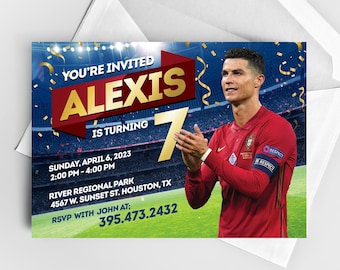 Personalized Cristiano Ronaldo Birthday Invitation | Made to order customizable Birthday card | CR7 Invite | Digital CR7 Ronaldo Party
