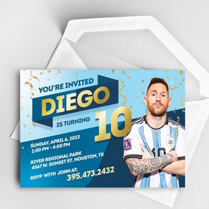 messi Geburtstagseinladung | Hergestellt auf Bestellung anpassbare Messi Geburtstagskarte | Personalisierte bearbeitbare Einladung | Digitaler Download | Fußball Party