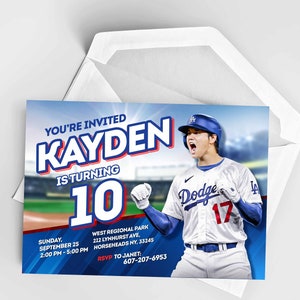 Custom Ohtani Birthday Invitation, Personalized Shohei Ohtani baseball Invite, LA Dodgers Birthday Invitation, Digital Download