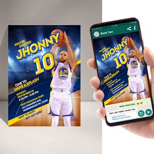 Faire-part d'anniversaire de Steph au curry, fabriqué sur commande, anniversaire personnalisable des Golden State Warriors, invitation au curry, téléchargement numérique