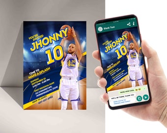 Steph Curry Birthday Invitation, Made to order customizable Golden State Warriors Birthday, Curry Invite, Digital Download