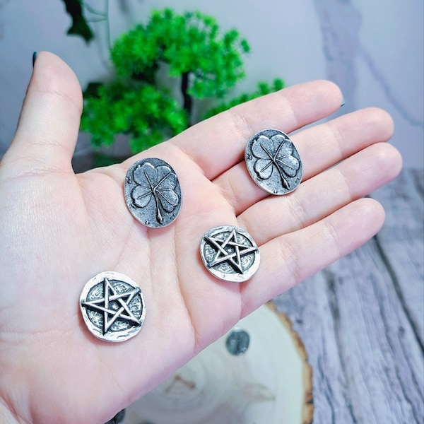 Pewter Pocket Talismans, Clover & Pentagram