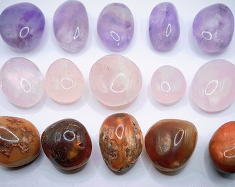 Amethyst, Rose Quartz, & Carnelian Palm Stones