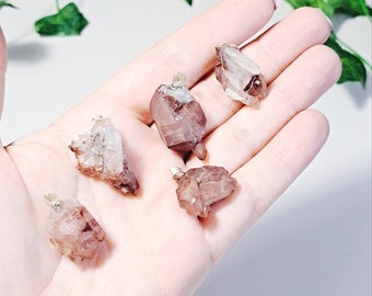 Lithium Quartz Rough Crystal Cluster Pendants