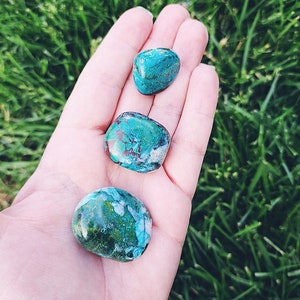 Chrysocolla Hand Polished Stones  - AA Grade -  Ethically Sourced from Peru
