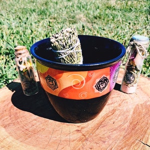 Ceramic Smudge Pot - Chakras